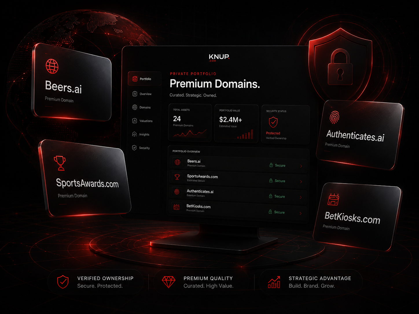 Premium domains, brand names, and digital assets