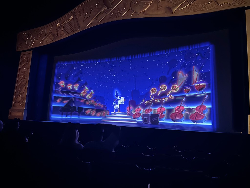 Donald Duck conducting on the PhilharMagic screen