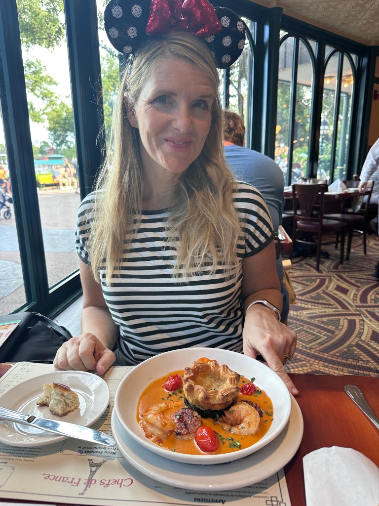 Sarah at the window table with her Fruits de la Mer