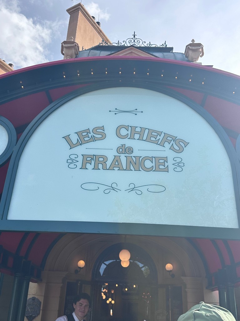 Les Chefs de France entrance sign in the France pavilion