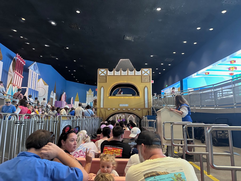 Boats loading under the clock tower inside it’s a small world