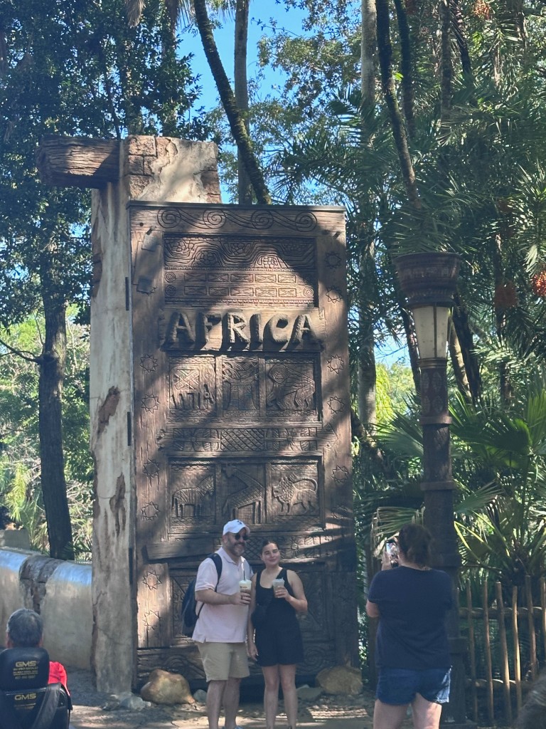 Ryan and Sarah at the Africa entrance before Kilimanjaro Safaris