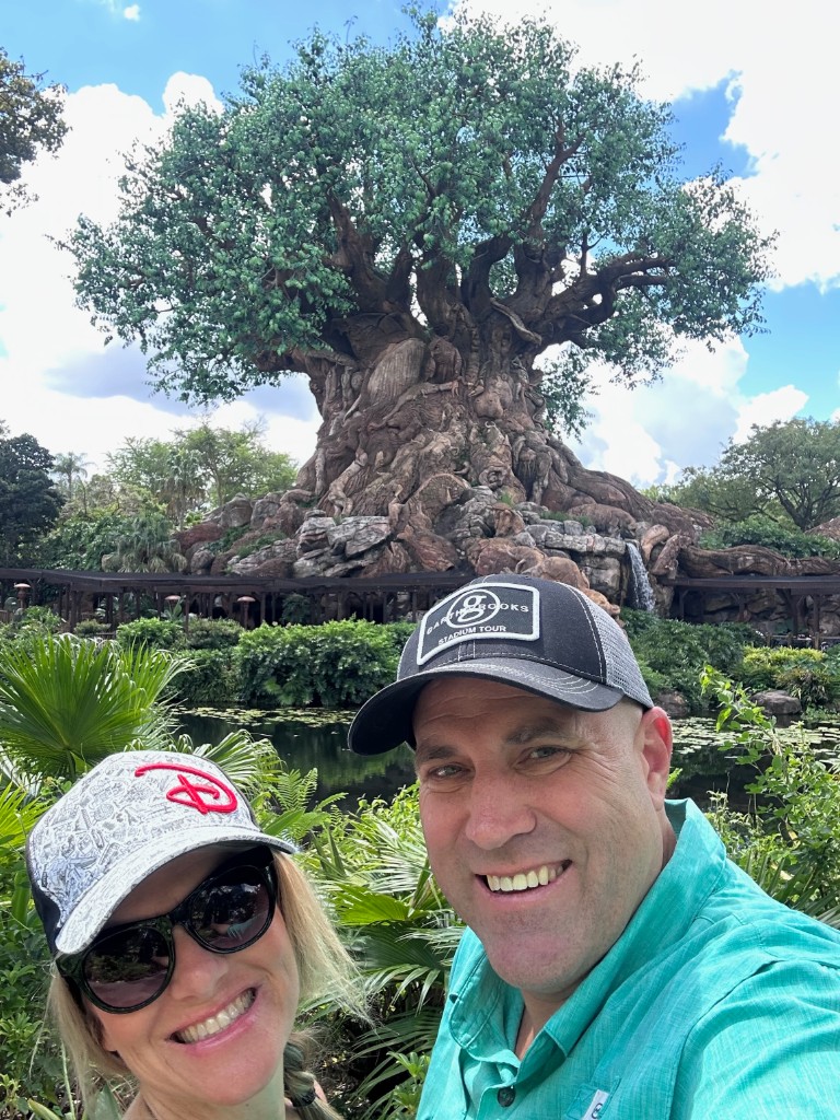 Ryan and Sarah with the Tree of Life behind them at Animal Kingdom