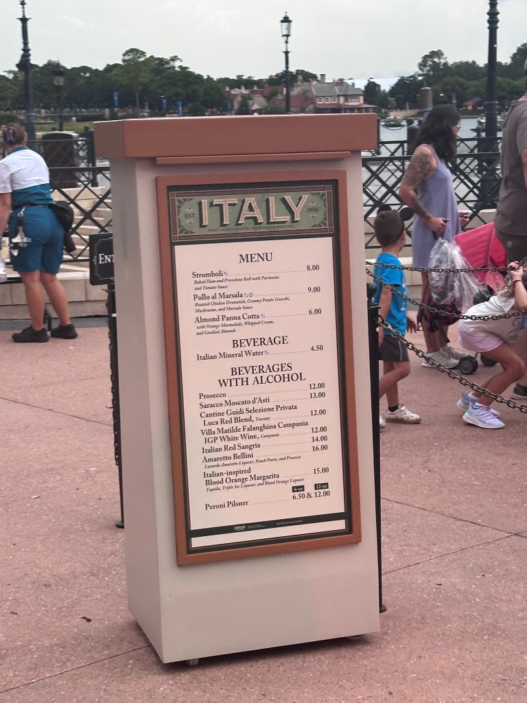 Italy Food and Wine Festival menu — skipped