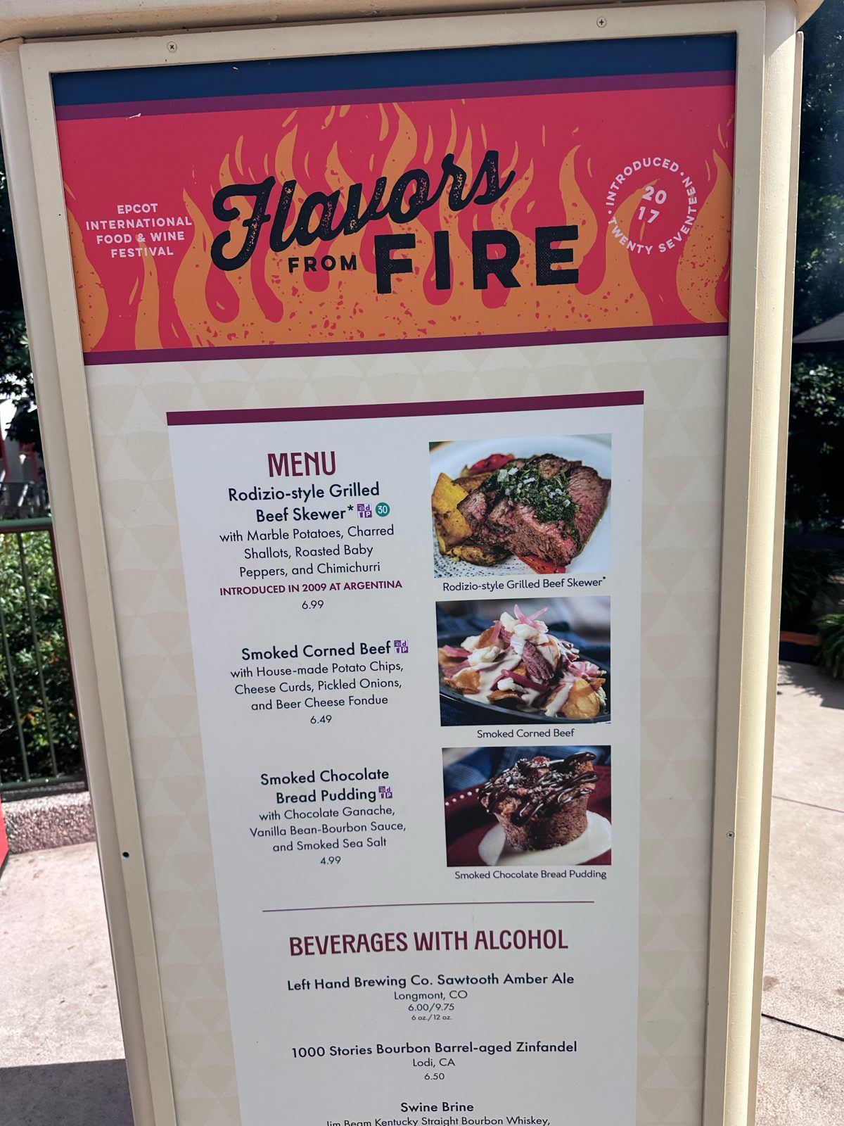 Flavors from Fire festival booth menu board
