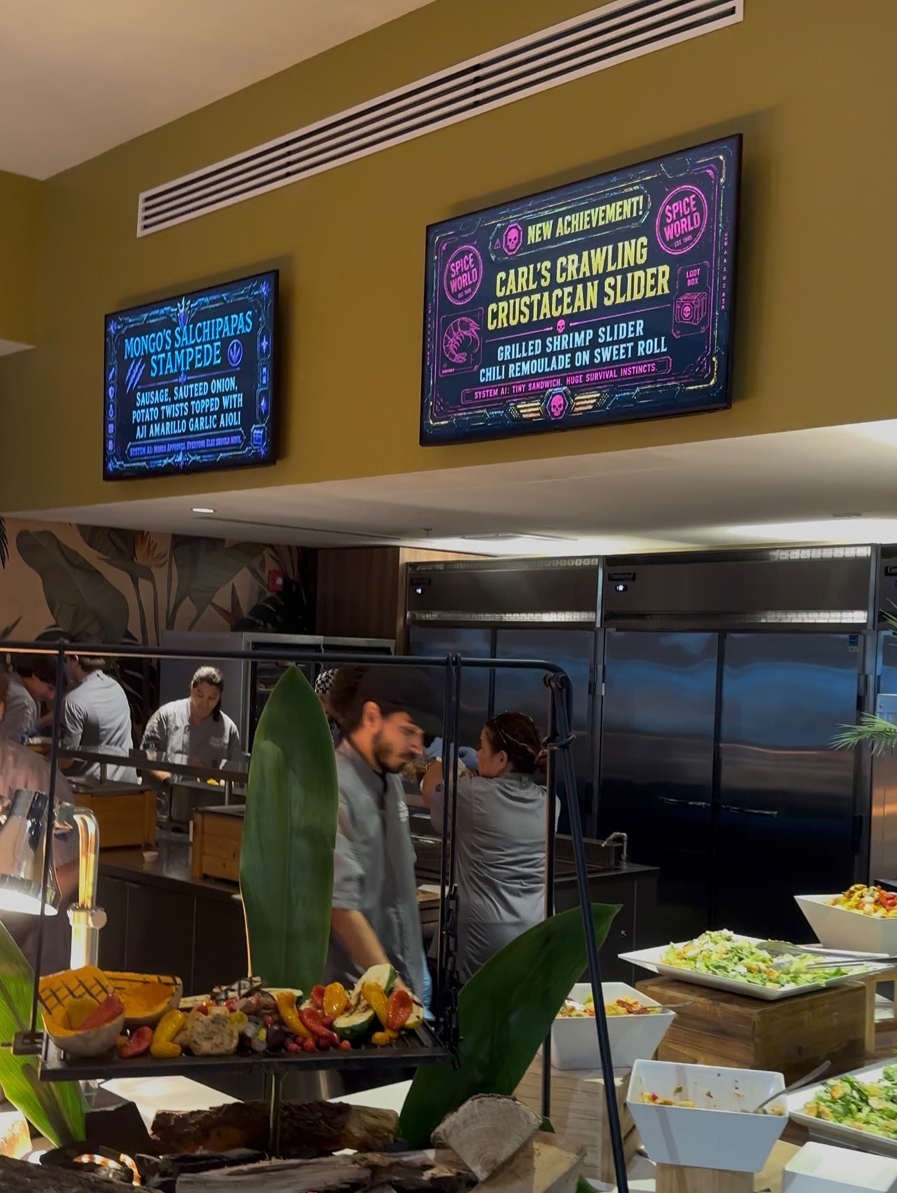 All-inclusive suite buffet with digital menus