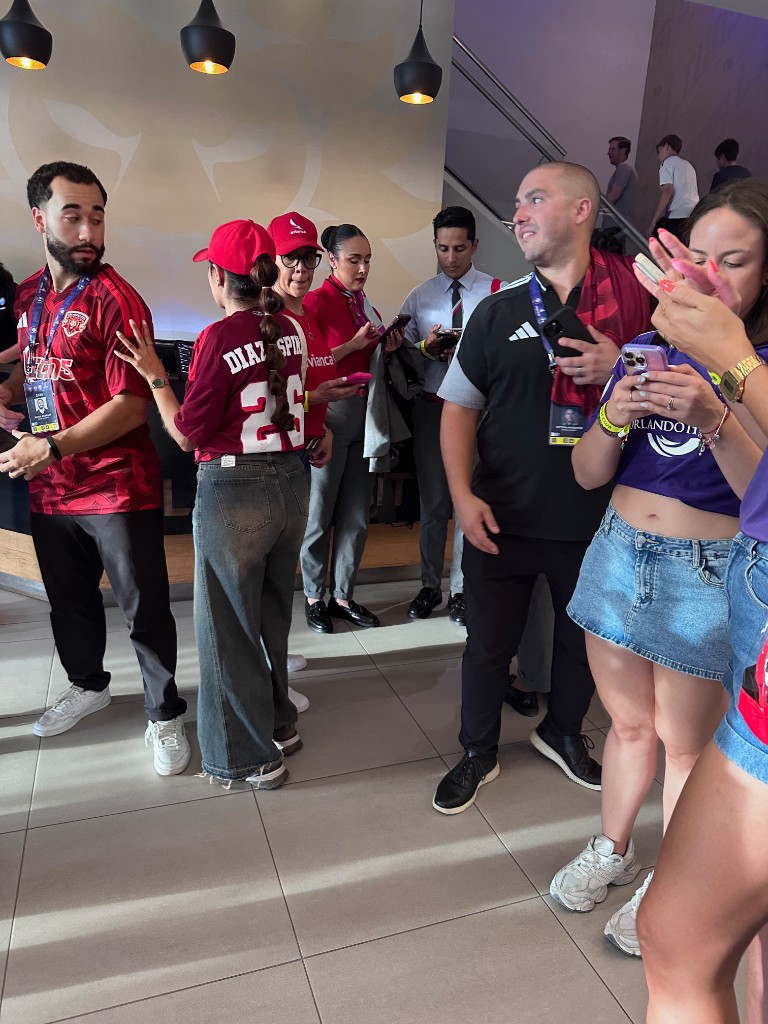 Ryan with Avianca staff and guests in the hospitality lounge